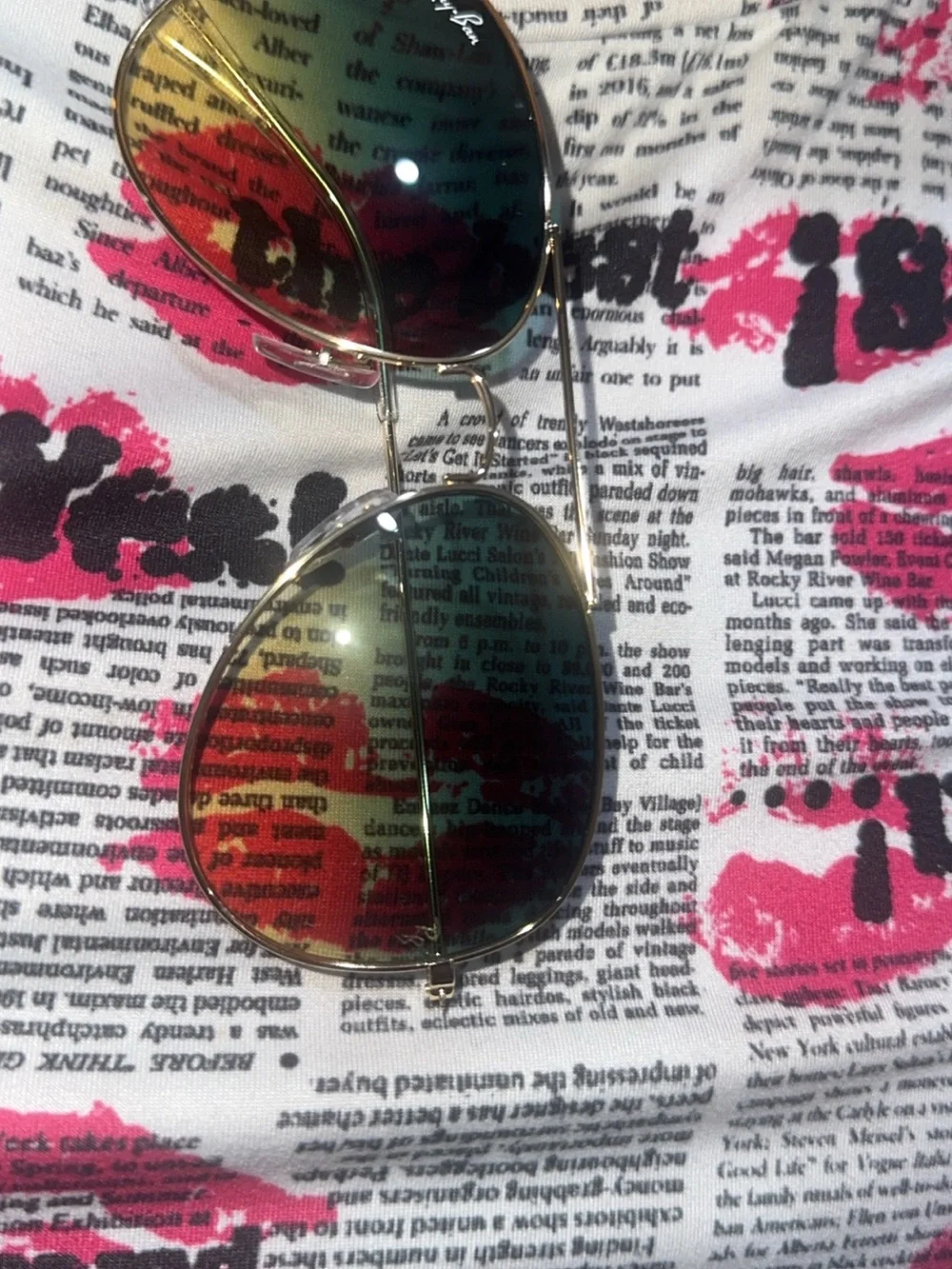 Aviator Gradient Lens Sunglasses - Gold Frame, Multicolor Lenses